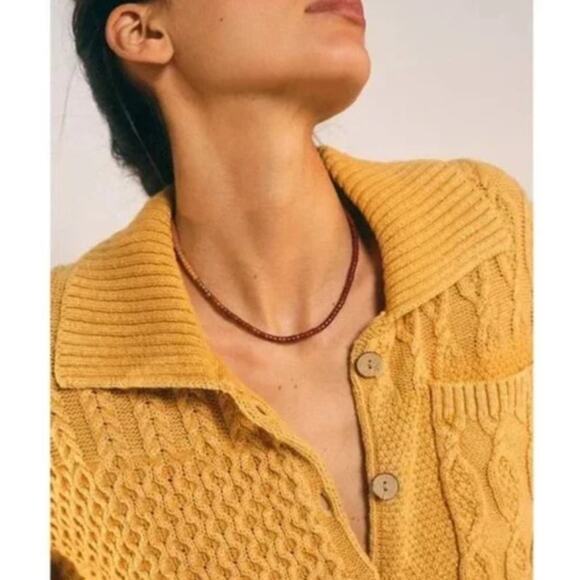 Free People Say Anything Oversized Cable Knit Cardigan Sweater in Yellow Size XS - Picture 3 of 10
